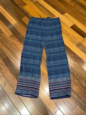 Max Studio Navy Blue Printed Pull-On Pants